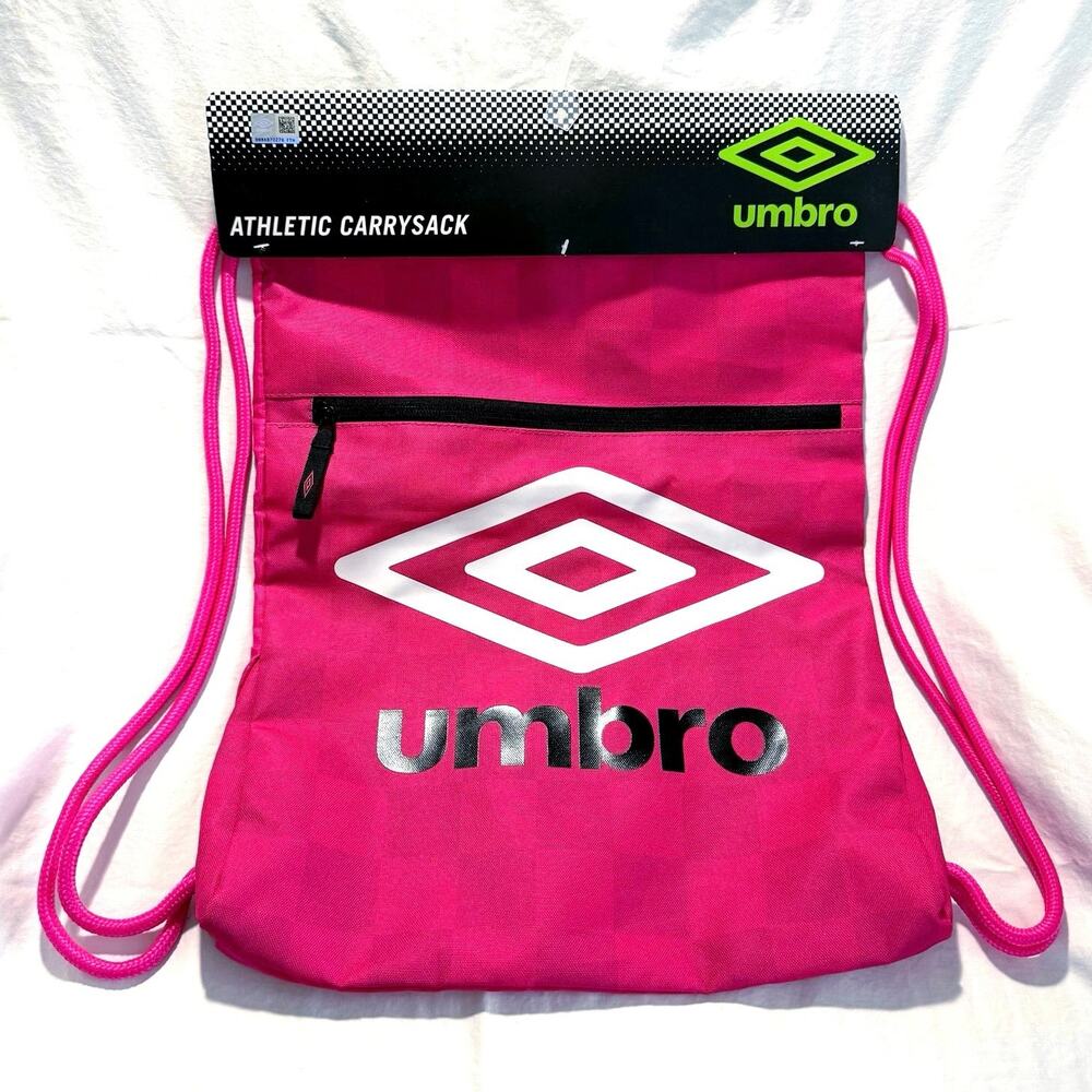 New UMBRO Soccer Heritage Drawstring Bag Backpack Carrysack Pink Checkerboard